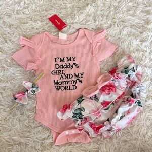Pink Baby Floral Onesie Set NWT